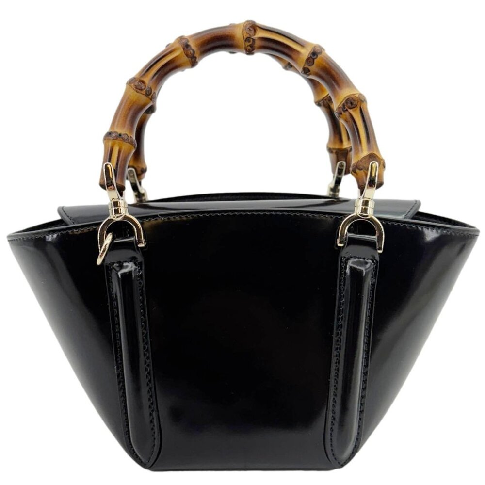 Gucci  Bamboo Top Handle Mini Leather Tote Bag Black 805832 - Picture 4 of 16